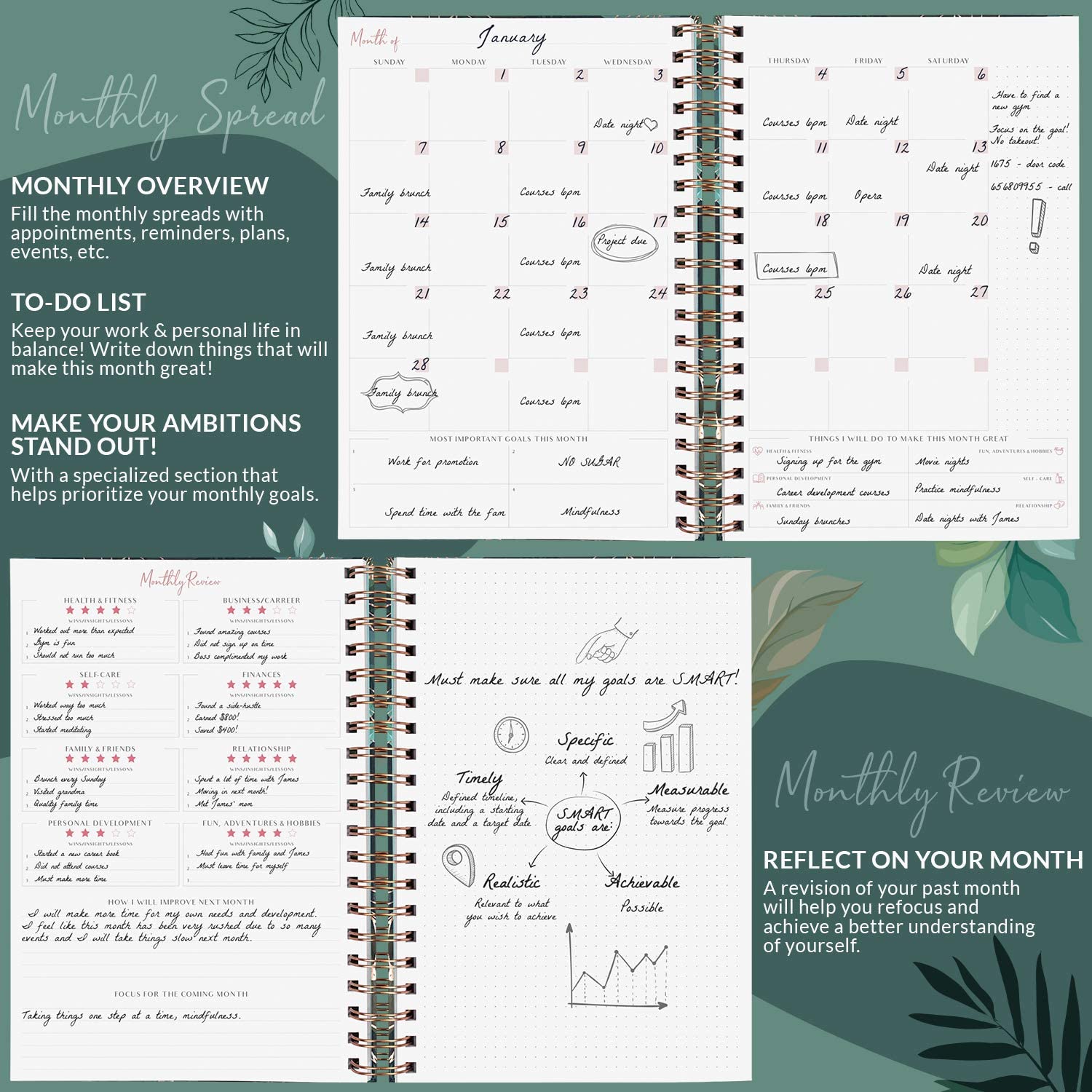 PLANBERRY Large Weekly Planner Premium – Undated Life & Budget Planner to Hit Your Goals & Live Happier – Organizer & Productivity Journal with Habit Tracker – 8x10.4″ Hardcover (African Terracotta) - Image 4